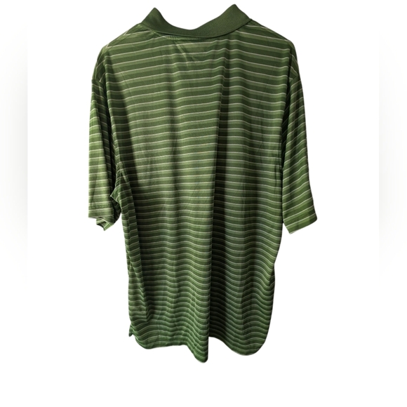 Two Tone Green Striped Men's Polo Shirt - Picture 3 of 4